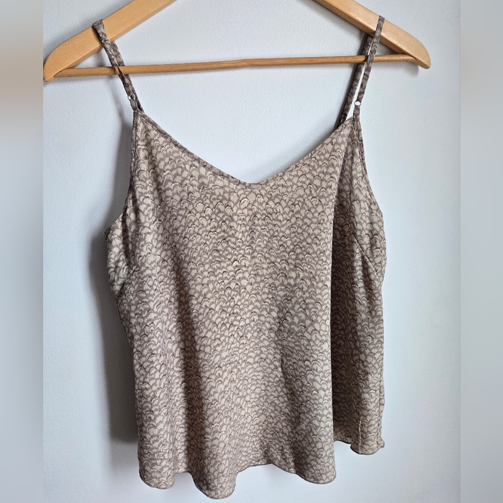 WILFRED Taupe Patterned 💯 Silk Tank Top